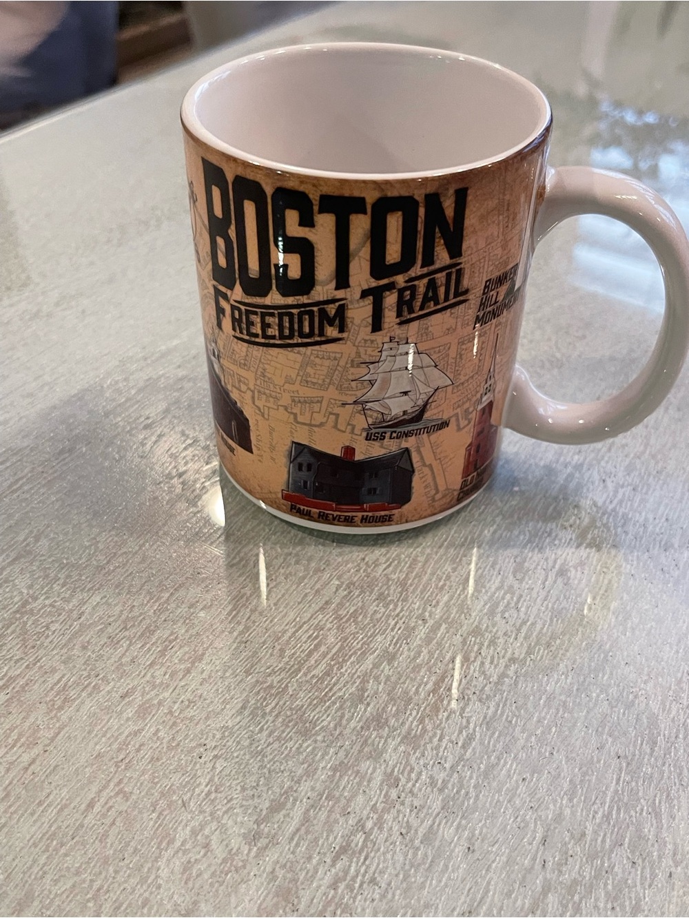 Boston Freedom Trail Souvenir Mug - Beige & White